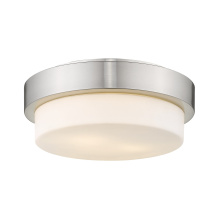 Golden 1270-11 PW - Wry Lighting Morgon 2-light 11" Flush Mount in Pewter and Opal Glass